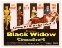 r238 BLACK WIDOW movie title lobby card '54 Ginger Rogers, Gene Tierney