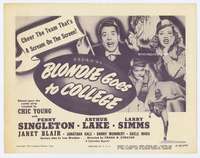 r239 BLONDIE GOES TO COLLEGE movie title lobby card R50 Dagwood, football!