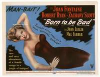r241 BORN TO BE BAD movie title lobby card '50 sexy bad Joan Fontaine!