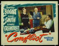 v014 CONFLICT movie lobby card '45 Humphrey Bogart reclining!