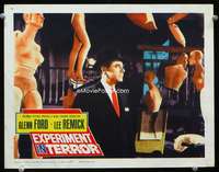 v031 EXPERIMENT IN TERROR movie lobby card '62 Glenn Ford & mannequins