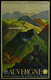 w019 AUVERGNE French travel poster '38 Andre Giroux art!
