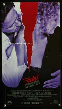 w220 FATAL ATTRACTION video movie poster '87 Douglas, Close
