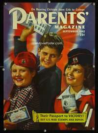 w011 PARENTS' MAGAZINE war poster '42 buy WWII bonds