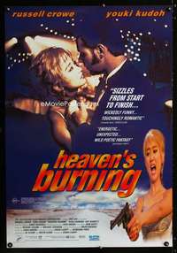 y321 HEAVEN'S BURNING Aust one-sheet movie poster '97 Russell Crowe, Kudoh
