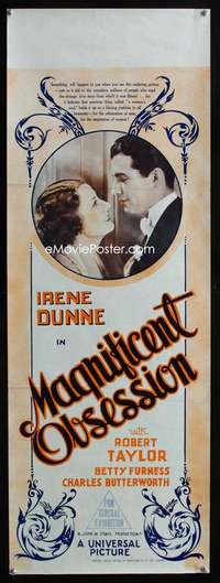 y355 MAGNIFICENT OBSESSION long Aust daybill '36 romantic image of Irene Dunne & Robert Taylor!