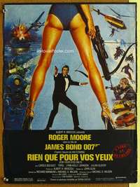 y050 FOR YOUR EYES ONLY French 15x21 movie poster '81 Moore as Bond!