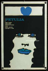 y023 PETULIA Cuban movie poster '73 Julie Christie, cool Bachs art!