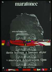 y191 MARATHON MAN Czech 11x16 movie poster '77 Grygar art of Hoffman!