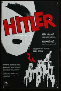 y044 CRIMES OF ADOLF HITLER Finnish 16x23 movie poster '61 German!
