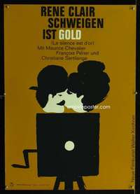 y160 SILENCE IS GOLDEN German movie poster R60s Hans Hillmann art!