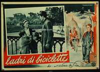 y099 BICYCLE THIEF #2 Italian 13x19 photobusta movie poster '48 De Sica
