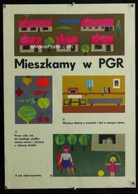 y263 MIESZKAMY W PGR Polish 19x27 movie poster 1950s please identify!