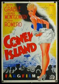 y003 CONEY ISLAND Swedish movie poster '43 Rohman art of Betty Grable