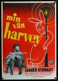 y008 HARVEY Swedish movie poster '50 Jimmy Stewart & Aberg artwork!