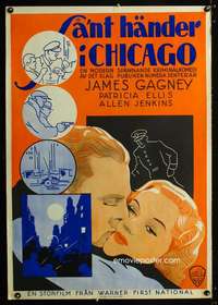 y014 ST LOUIS KID Swedish movie poster '34 James Cagney, cool art!