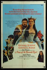 a012 ANNE OF THE THOUSAND DAYS style D one-sheet movie poster '70 Bujold