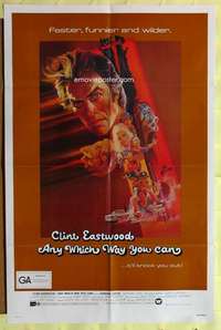 a013 ANY WHICH WAY YOU CAN int'l one-sheet movie poster '80 Bob Peak art!