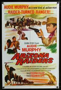 a016 ARIZONA RAIDERS one-sheet movie poster '65 Audie Murphy, Crabbe