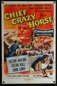 a072 CHIEF CRAZY HORSE one-sheet movie poster '55 Mature, Native Americans