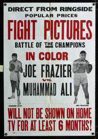 a284 JOE FRAZIER VS MUHAMMAD ALI FIGHT PICTURES one-sheet movie poster '71