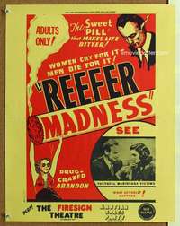 b156 REEFER MADNESS special 17x22 movie poster R72 teens & marijuana!