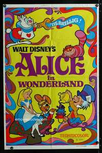 c851 ALICE IN WONDERLAND one-sheet movie poster R74 psychedelic artwork!