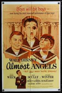 c846 ALMOST ANGELS one-sheet movie poster '62 Walt Disney choirboys!