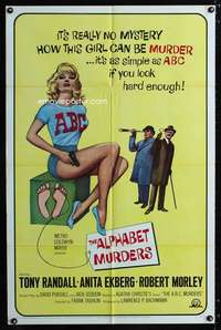 c845 ALPHABET MURDERS one-sheet movie poster '66 Randall, sexy Anita Ekberg!