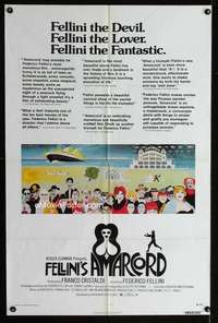 c843 AMARCORD one-sheet movie poster '74 Federico Fellini classic comedy!