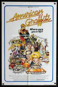 c841 AMERICAN GRAFFITI one-sheet movie poster '73 George Lucas teen classic!