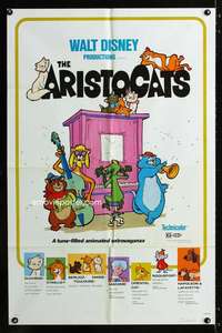 c835 ARISTOCATS one-sheet movie poster R80 Walt Disney feline cartoon!