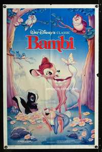 c828 BAMBI one-sheet movie poster R88 Walt Disney cartoon classic!