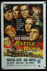 c823 BATTLE HYMN one-sheet movie poster '57 Rock Hudson, Martha Hyer