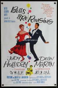 c813 BELLS ARE RINGING one-sheet movie poster '60 Judy Holliday,Dean Martin