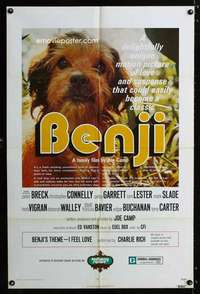 c811 BENJI one-sheet movie poster '74 Joe Camp, classic dog movie!