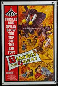 c792 BIMBO THE GREAT one-sheet movie poster '61 German circus big top!