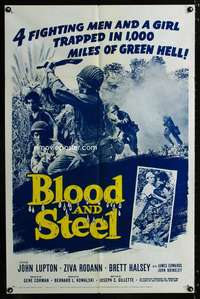 c786 BLOOD & STEEL one-sheet movie poster '59 1,000 miles of green hell!