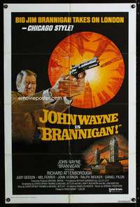 c775 BRANNIGAN int'l one-sheet movie poster '75 John Wayne in England!