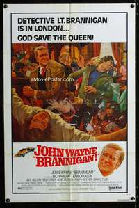 c776 BRANNIGAN one-sheet movie poster '75 fighting John Wayne in England!