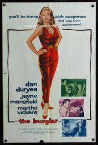 c762 BURGLAR one-sheet movie poster '57 super sexy Jayne Mansfield!