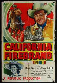 c757 CALIFORNIA FIREBRAND one-sheet movie poster '48 Monte Hale, Booth