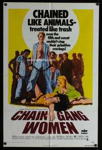 c737 CHAIN GANG WOMEN one-sheet movie poster '71 chained like animals!