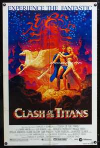 c732 CLASH OF THE TITANS one-sheet movie poster '81 Hildebrandt art!
