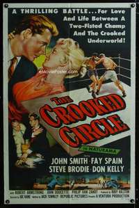 c723 CROOKED CIRCLE one-sheet movie poster '57 boxing film noir!