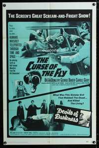 c717 CURSE OF THE FLY/DEVILS OF DARKNESS one-sheet movie poster '65 horror