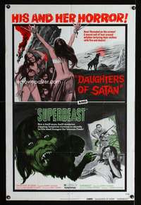c713 DAUGHTERS OF SATAN/SUPERBEAST one-sheet movie poster '72 horror!