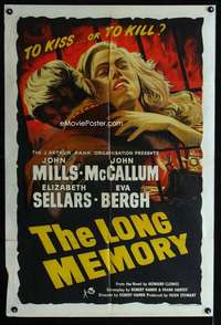 c541 LONG MEMORY English one-sheet movie poster '52 John Mills!