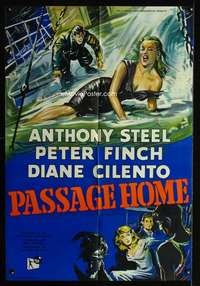 c419 PASSAGE HOME English one-sheet movie poster '55 sexy Diane Cilento!