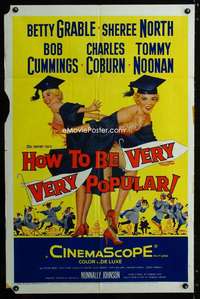 c621 HOW TO BE VERY, VERY POPULAR one-sheet movie poster '55 Betty Grable